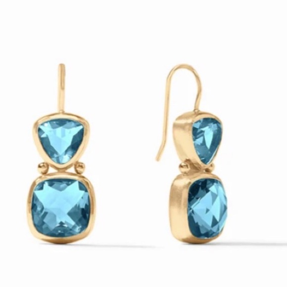 JULIE VOS• Aquitaine Double Drop Trillion Faceted Clear Capri Blue Blue Earrings - Picture 1 of 7